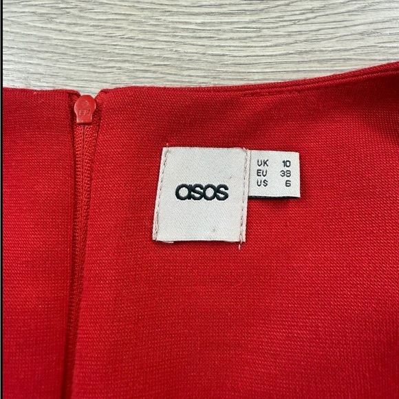 ASOS Red Deep V-neck 3/4 Sleeve Midi Dress - Picture 5 of 12